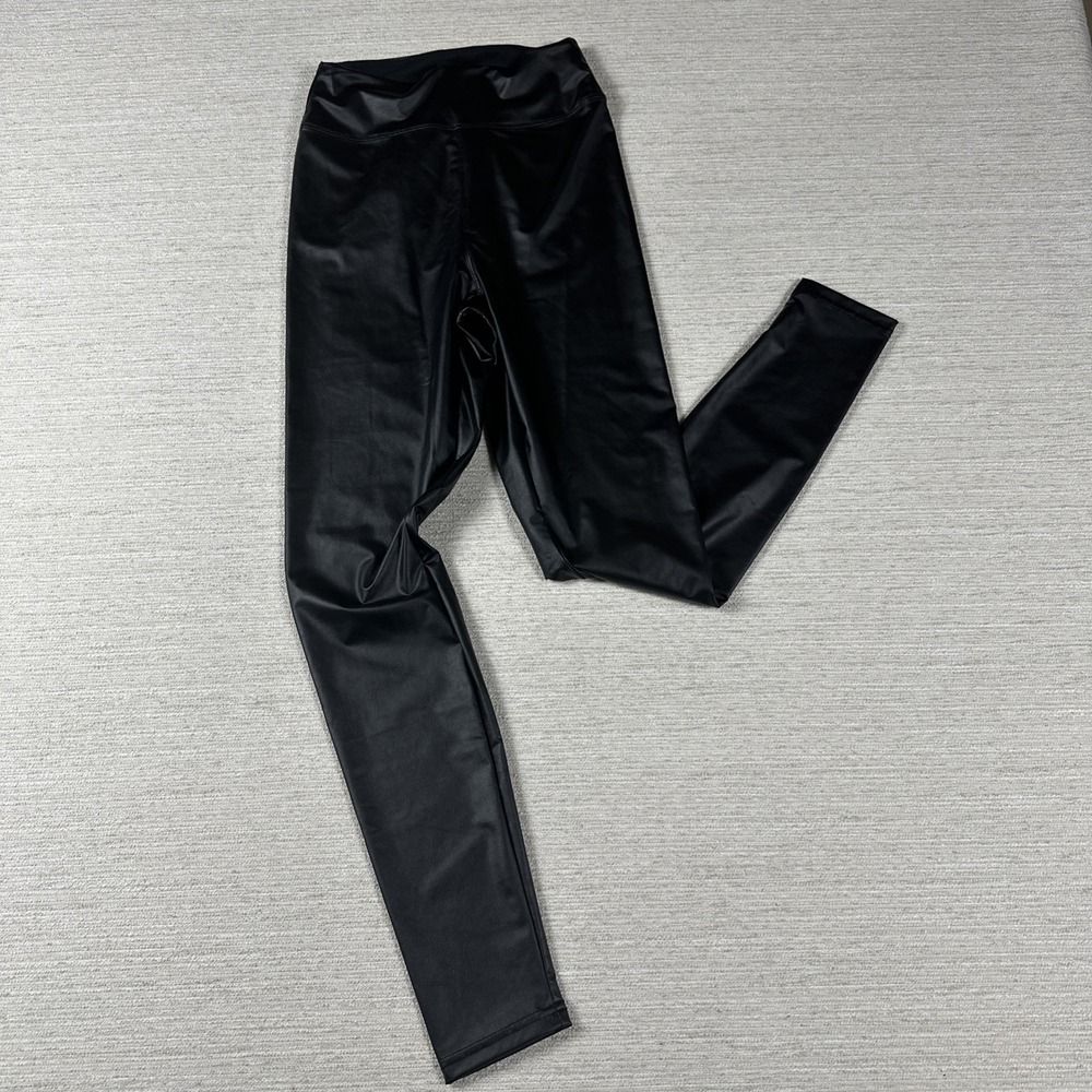 Faux Leather Leggings M Black High Rise Y2K Moto Biker Edgy Aerie Offline Grunge